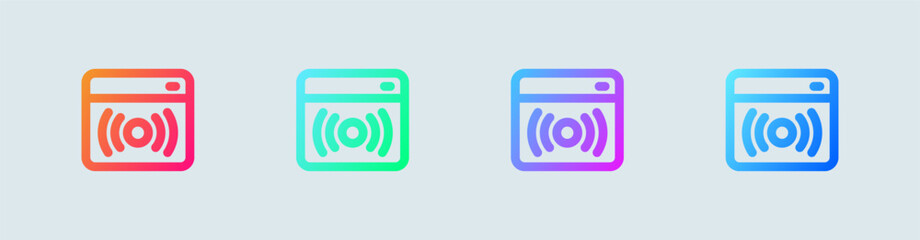 Stream line icon in gradient colors. Live signs vector illustration.