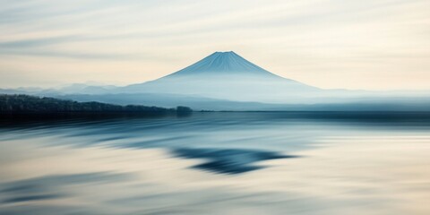 Abstract reflection of Fujisan in a rippling lake, artistic minimalism, blurred motion