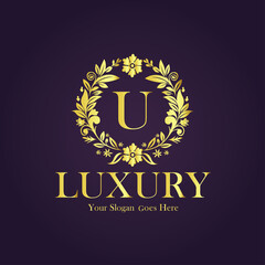 Luxury Gold Monogram Logo - Letter U
