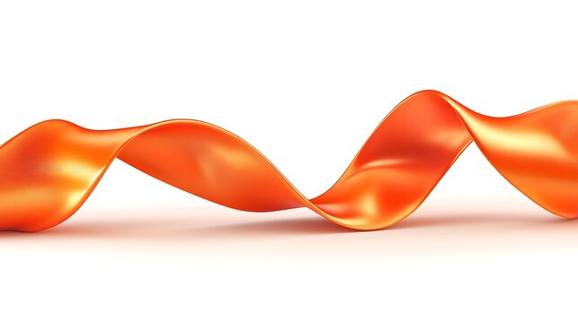 Orange ribbon, flowing, white background