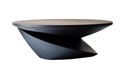 Minimalist Black Coffee Table with a Unique Angular Design. Modern Asymmetrical Coffee Table Design