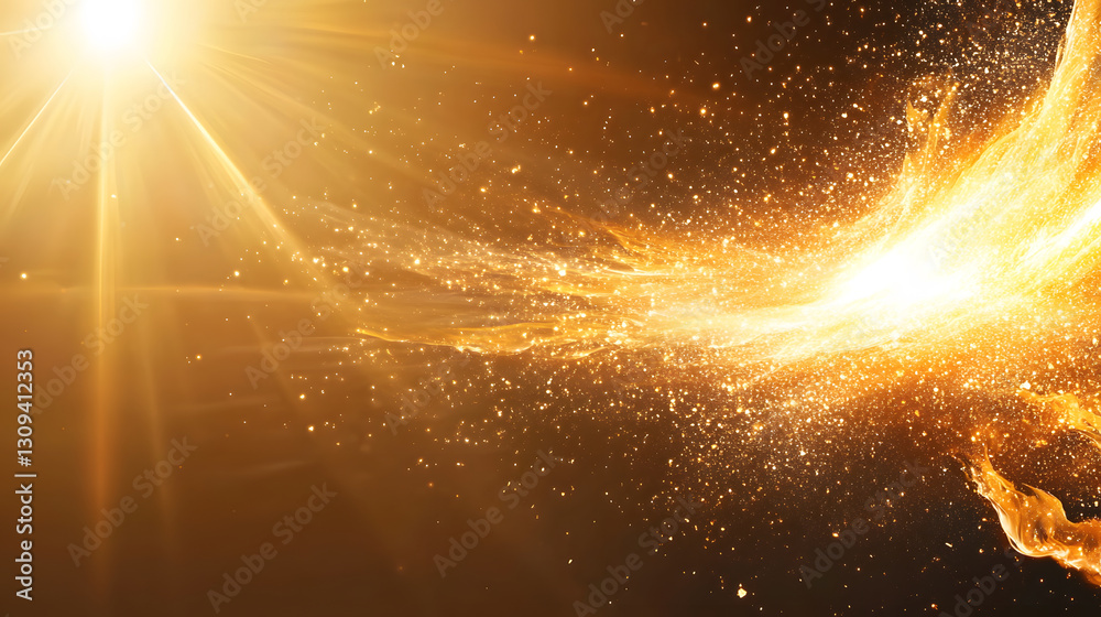 Aufkleber Dynamic energy burst with lens flare effect in a cosmic space environment