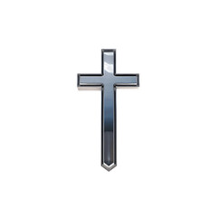 Elegant Metallic Cross Icon: Faith-Based Religious Symbol in Modern Design