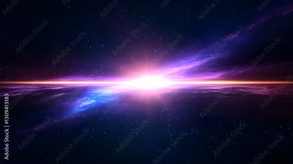 Poster colorful lens flare effect abstract background in cosmic space digital art vibrant universe