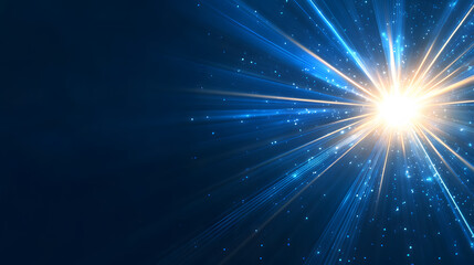 Fototapeta premium Dynamic lens flare effect on dark background bright light burst graphic design abstract close-up