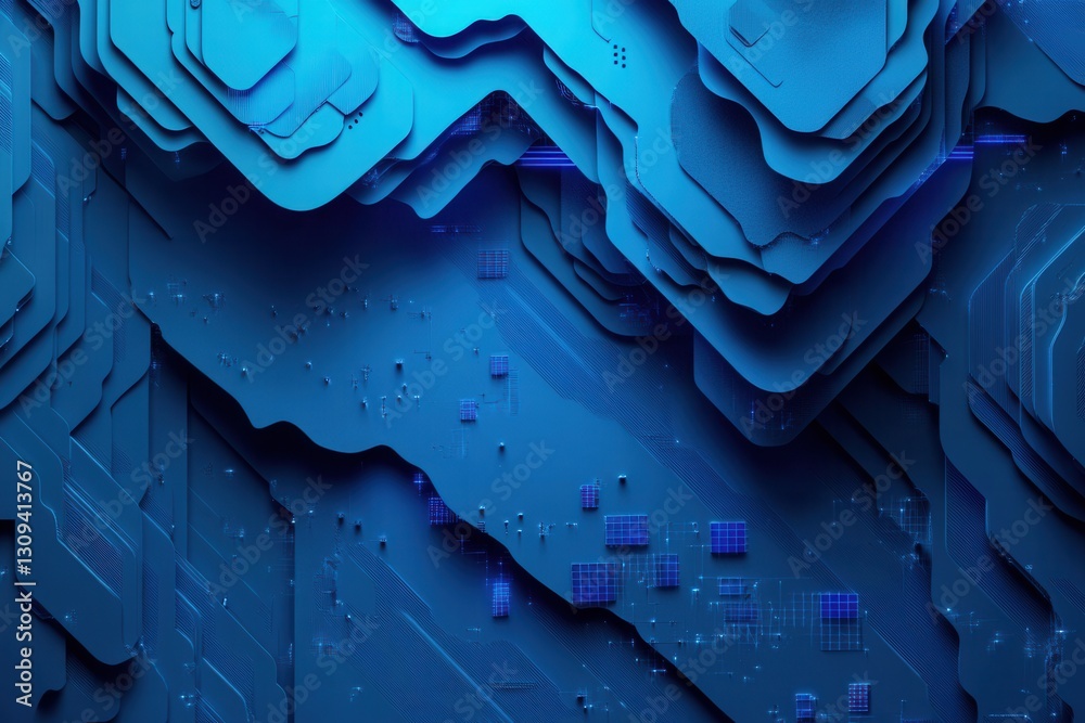 Poster Modern paper art background with layers representing evolution in digital democracy and futuristic aesthetics Generative AI
