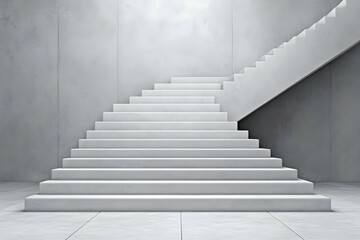 Modern Minimalist White Staircase 3D Illustration
