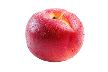 A red peach with a green stem. ,on transparent background.