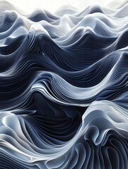 Obraz premium Dynamic layered wave like structures symbolize political discourse in deep navy and silver tones for media friendly aesthetics Generative AI