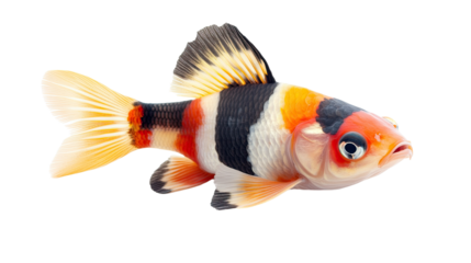 A fish with a black and orange stripe on its side
