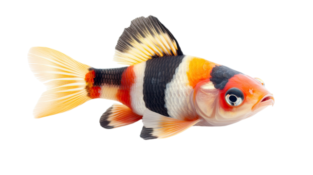 A fish with a black and orange stripe on its side
