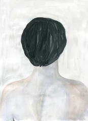 Gordijnen abstarct woman portrait. watercolor illustration © Anna Ismagilova