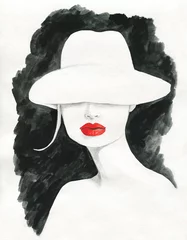 Gordijnen beauty fashion woman modern art watercolor illustration © Anna Ismagilova