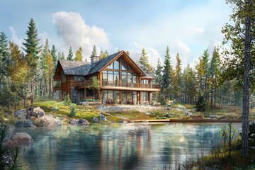 Obraz premium Conception of a delightful elevation lake, elevation lake view, elevation timberland
