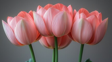 Fototapeta premium Close-up of three tulips, soft light