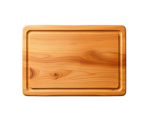 A wooden chopping board on a white background