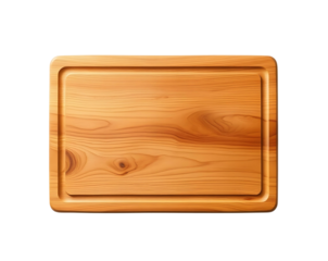 A wooden chopping board on a white background