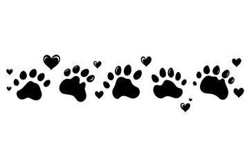 Paw prints with hearts design.