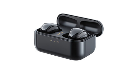 A pair of earbuds with a white background