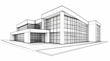 Modern House Architectural 3D Wireframe Rendering