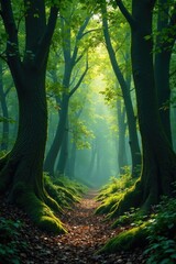 Obraz premium Forest trees with holunder branches intertwined, twigs, entwined