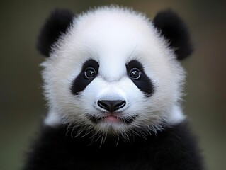 Naklejka premium Adorable panda cub close-up portrait.
