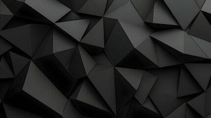 Abstract Black Polygonal Background with Geometric Triangles and Shadow Effects