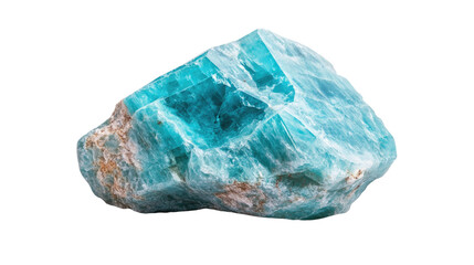 Fototapeta premium A blue crystal rock sits on a white background