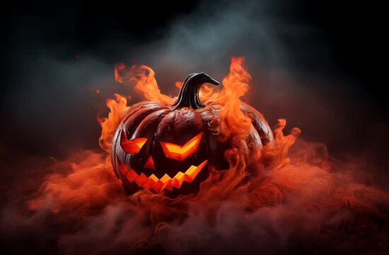 Hallowen with evil pumpking 