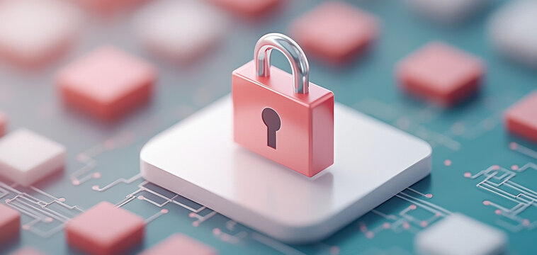 digital padlock symbolizes security on circuit board background, representing encryption and digital safety. This conveys importance of protecting information in digital age