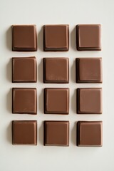 Chocolate squares neatly aligned in a grid, creating a modern minimalist aesthetic