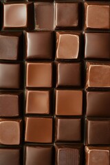Chocolate squares neatly aligned in a grid, creating a modern minimalist aesthetic