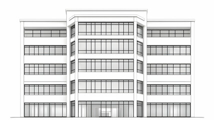 Office Building 3D Model Wireframe Illustration
