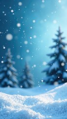 White snowflakes fall from blue grey cloudy sky on christmas, icy, cold weather, ice