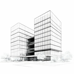 Modern Office Building Architectural Sketch