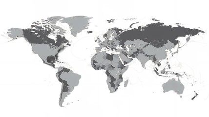 Obraz premium Detailed World Map Showing Countries in Grayscale ShadesA Global Perspective Political Geography