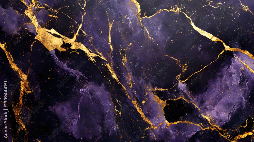 Poster Luxurious violet and gold marble texture with intricate natural veining patterns creating a stunning and elegant background for high end design architecture and luxury branding purposes