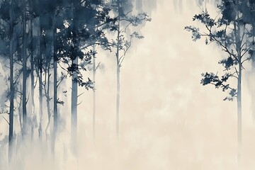 Misty Forest Landscape Painting