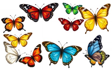 Colorful Butterfly Collection Drawing with Bright and Various Wing Patterns