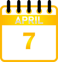 April 7 Calendar Icon – Event Reminder, Date Planner, Schedule