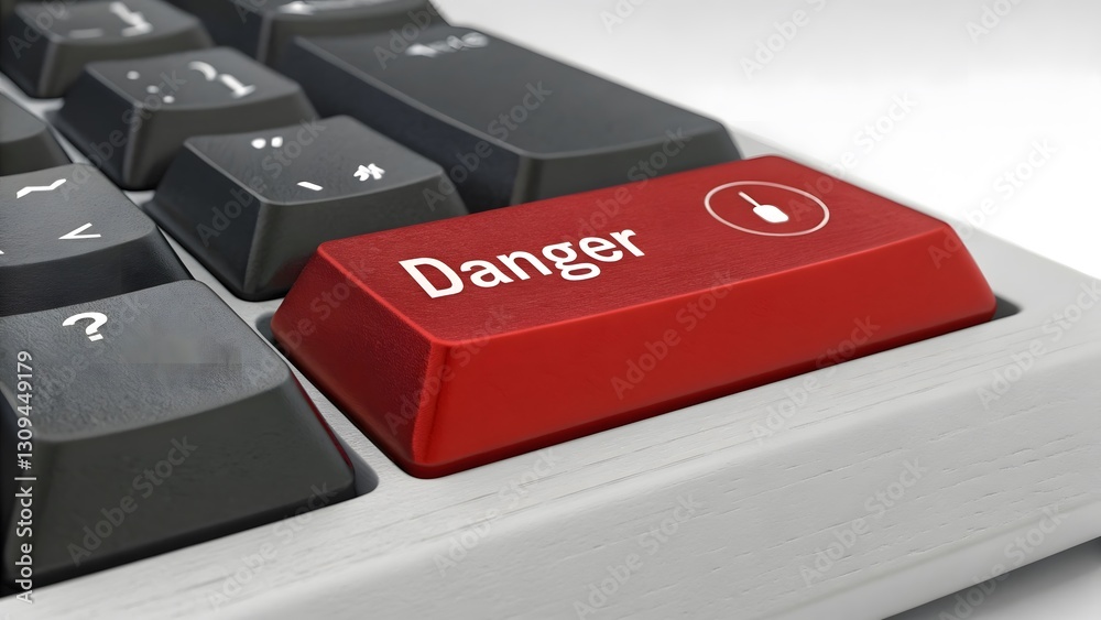 Poster a creative abstract composition of a keyboard with a single red key, symbolizing technology and mode