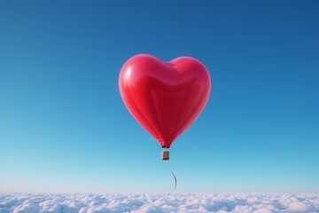 Fototapeta premium arafed heart shaped balloon floating in the sky with a rope