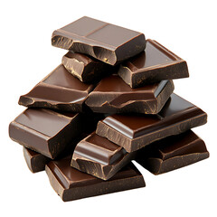 Delicious Dark Chocolate: A close-up shot showcasing a stack of tempting dark chocolate chunks, capturing their rich color and inviting texture.