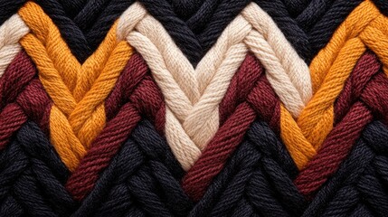 Texture tweed fabric with chevron pattern in warm colors