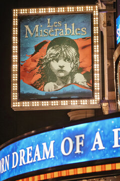 Les Mis&eacute;rables Musical Playing At The Sondheim Theatre In West End Theatre District, Shaftesbury Avenue Theatreland, Central London, England, United Kingdom, March 2025