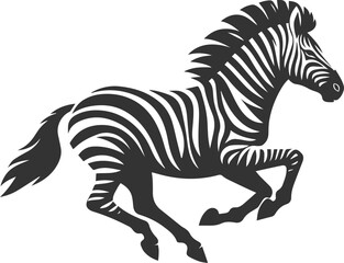 Zebra sprinting with all four legs in the air animal silhouette