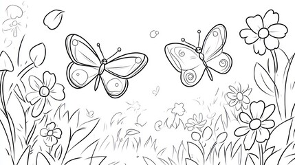 Black and white butterflies in flowers