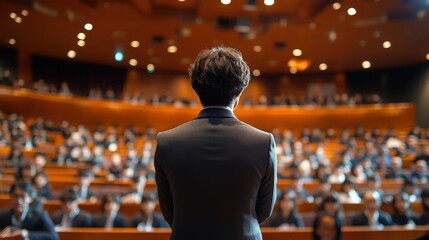 Speaker addressing large audience in auditorium (1)