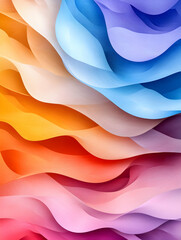 Abstract colorful wavy layered paper design.