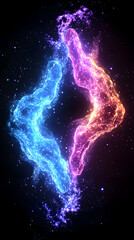 Abstract glowing neon shapes forming a rhombus.